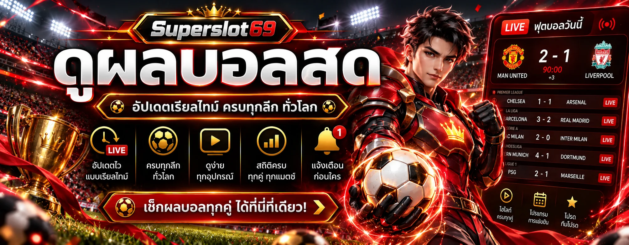 ผลบอลสด Superslot69 พร้อมตารางคะแนนเรียลไทม์